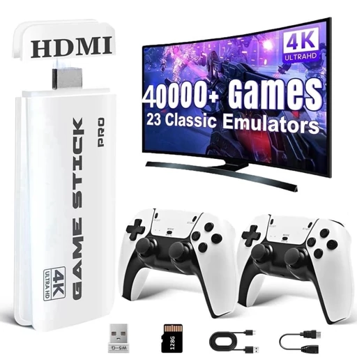 کنسول بازی پرتابل 4K با 40هزار بازی +کارت حافظه128گیگ اورجینال امازون المان
