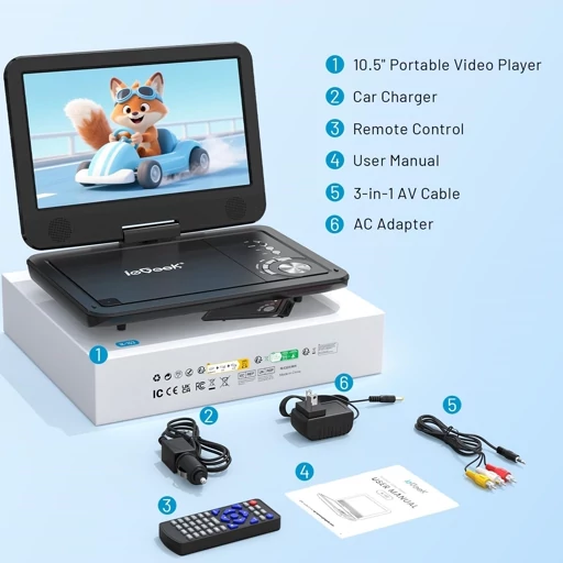 پخش کننده دی وی دی برندieGeek همگام سازی تلویزیون، USB و SD، قابل حمل شارژی اورجینال امازون المان